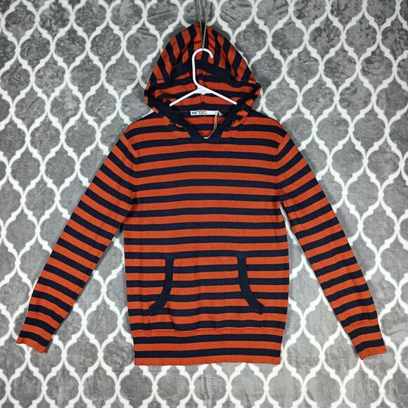 Mr Turk Sweater Mens XS Striped Hooded Pullover Kangaroo Pocket - Picture 1 of 7
